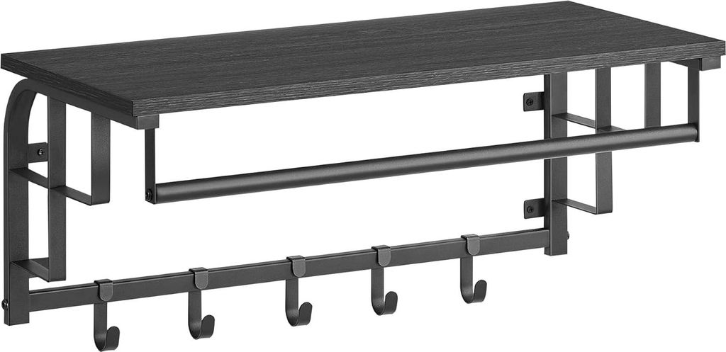 Songmics Wandgarderobe mit Ablage Haken Anthrazitgrau