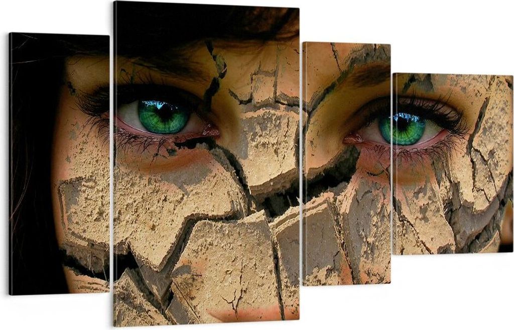 Bild auf Leinwand - Leinwandbild - Frau Gesicht Haut geknackt - 120x70cm - Wand Bild - Wanddeko - Leinwanddruck - Bilder - Kunstdruck - Wanddekorat...