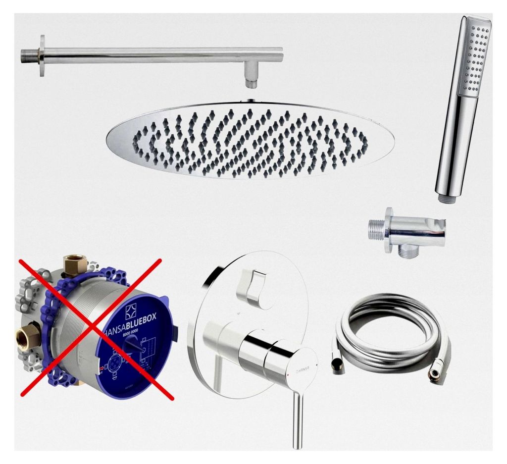 Duschsystem mit Unterputzarmatur von Hansa Vantis, Einhebelmischer und Regendusche, rundes Dusch-SET A120-ob poliert