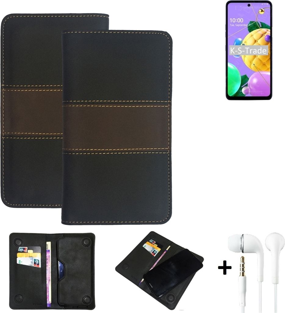 K-S-Trade Handyhülle + Kopfhörer kompatibel mit LG Electronics K52 Schutzhülle Walletcase Bookstyle Tasche Schutz Case Hülle Wallet Cover