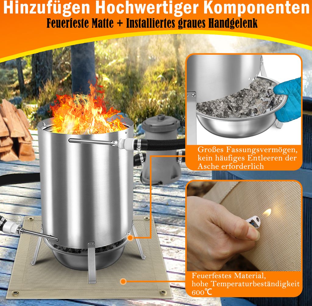 Sessamen-LP Brennholz Poolheizung Pool Heizung mit Feuer Produktbild 4