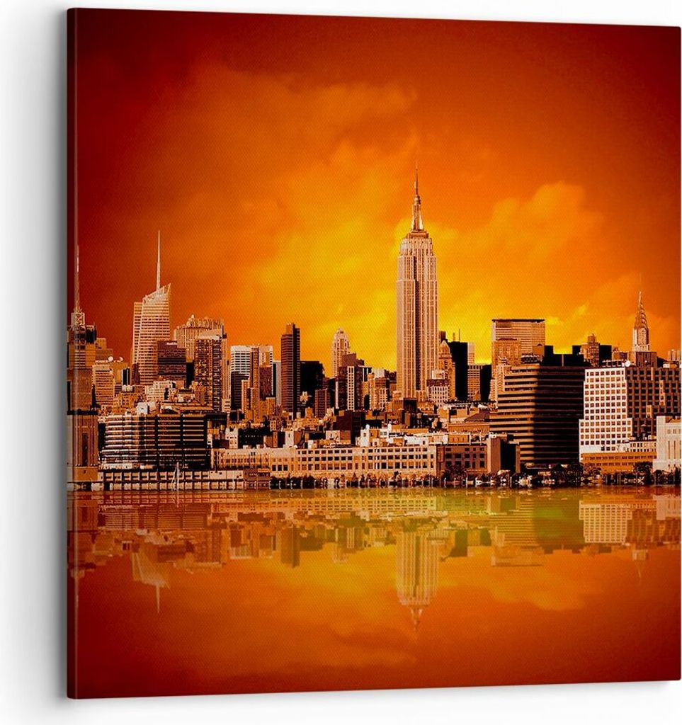 Bild auf Leinwand - Leinwandbild - Amerika architektur straße tourismus - 70x70cm - Wand Bild - Wanddeko - Leinwanddruck - Bilder - Kunstdruck - L...