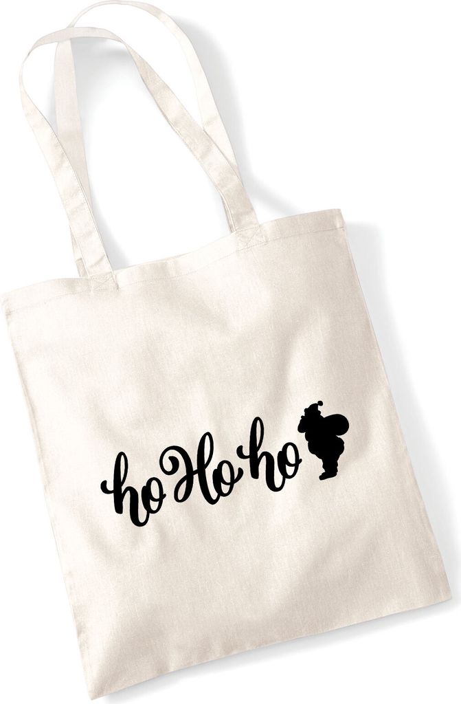 Huuraa Jutebeutel Ho Ho Ho Weihnachtsmann 10 Liter Natural Baumwolle Tasche Geschenkidee