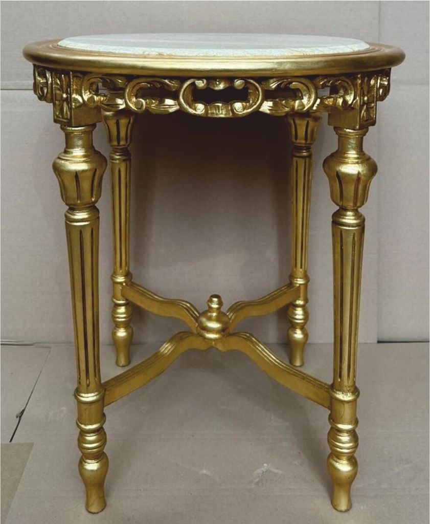 Casa Padrino Barock Beistelltisch Gold / Grau Ø 60 x H. 72 cm - Barock Möbel