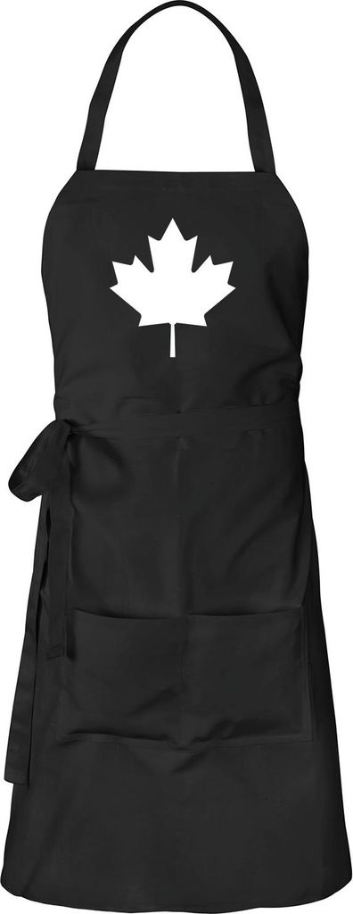 Huuraa Schürze Ahornblatt Kanada Schwarz mit Taschen Baumwolle Kochschürze Geschenkidee