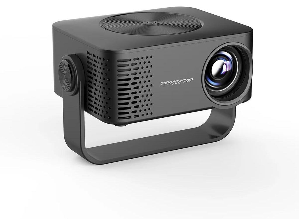 Mini Beamer - LED T4 - 1080p Full HD, WLAN, Integrierter Lautsprecher, Tragbar, EU-Stecker, Adapter enthalten - Schwarz