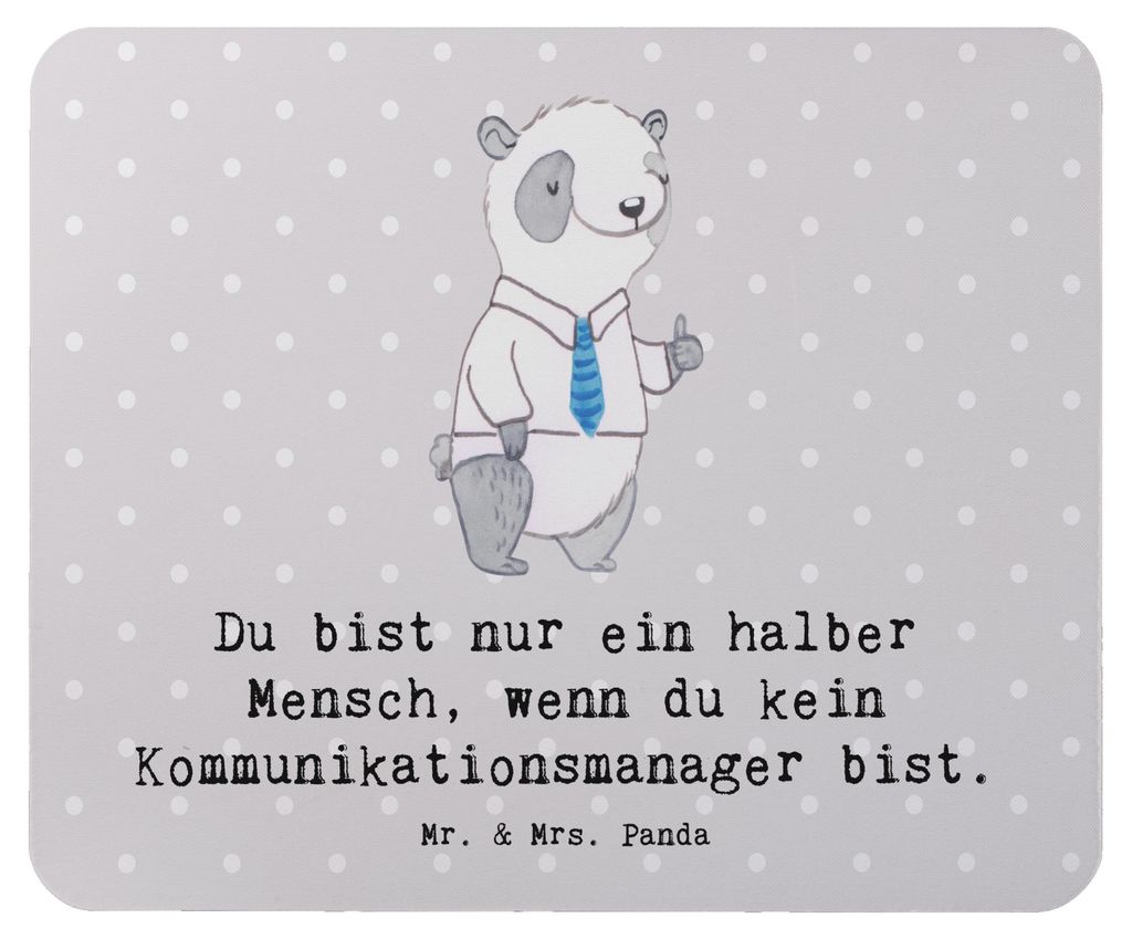 Mr. & Mrs. Panda Mousepad Kommunikationsmanager Herz - Grau Pastell - Geschenk, Mouse Pad, mausteppich, Studium, Interkulturelle Kommunikation, Lus...
