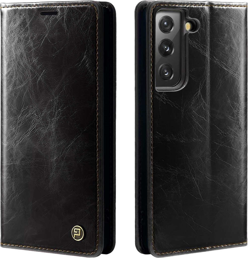 Handyhülle für Samsung Galaxy S22+ Kunstleder Flip Vintage Cover Hülle RFID Schutz Case Kartenfach Farbe: Schwarz