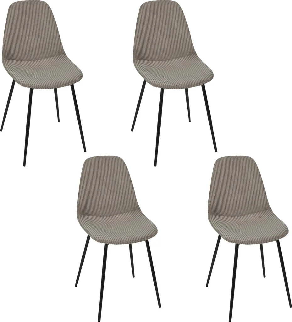 Chaises de salle à manger taupe Scott en velours côtelé | Lot de 4