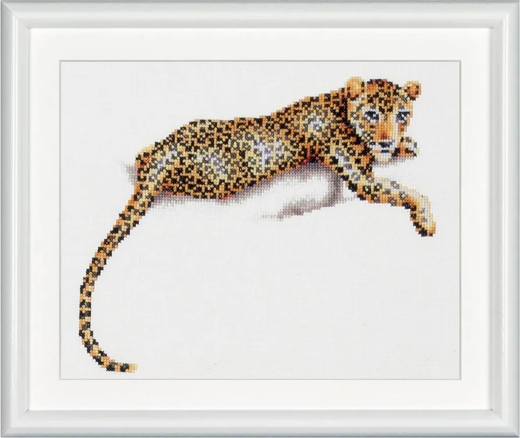 Kit Punto Croce Dutch Stitch Brothers Safari Leopard Aida 25x21 cm - Ricamo