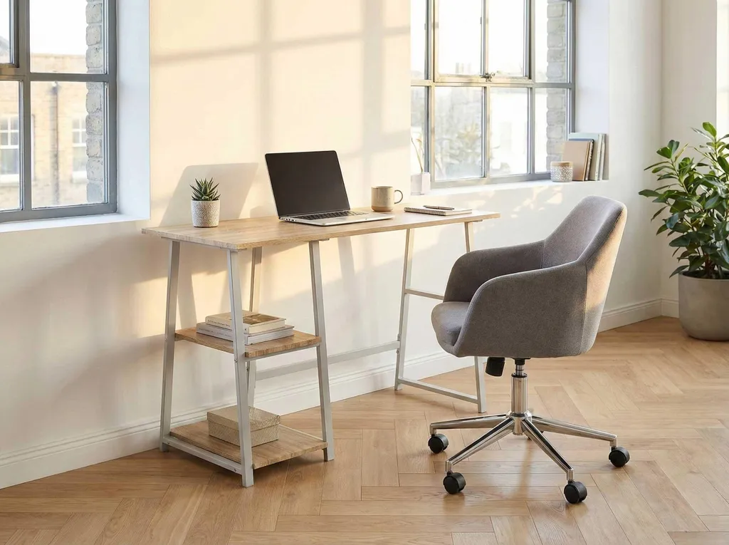 Table de bureau avec rangements intégrés 120cm décor chêne Dwayne - 3