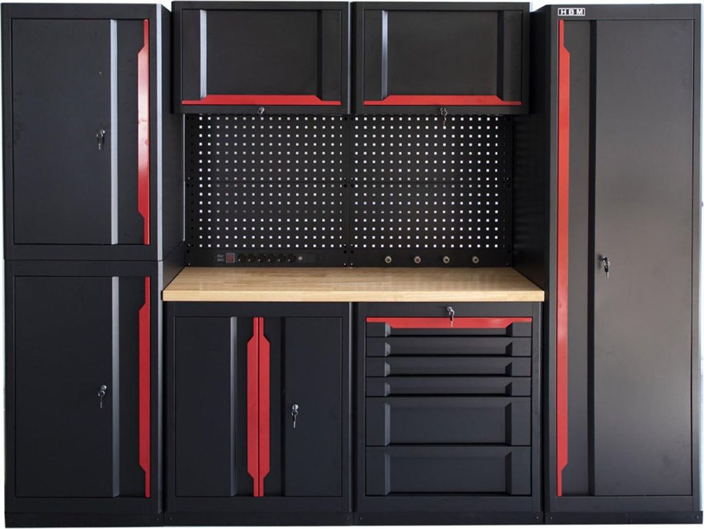 HBM Expert modulares Werkstattsystem, 10-teilig, schwarz-rot