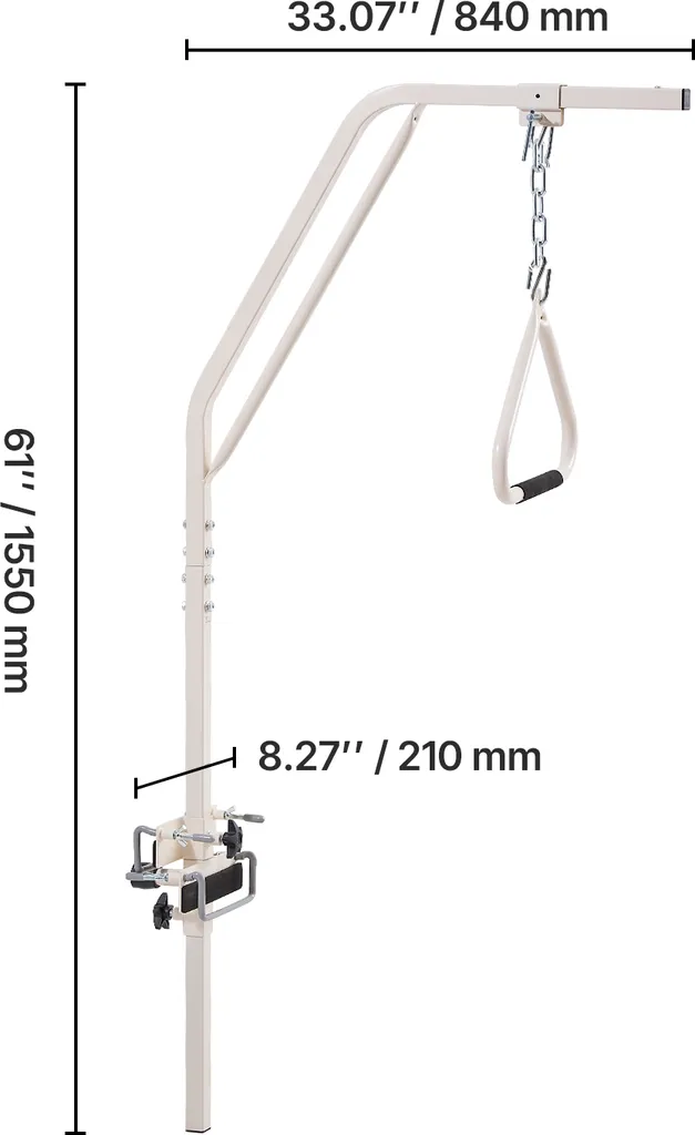 Aide à la Verticalisation de Lit Robuste 113 kg avec Pinces de Fixation - 8