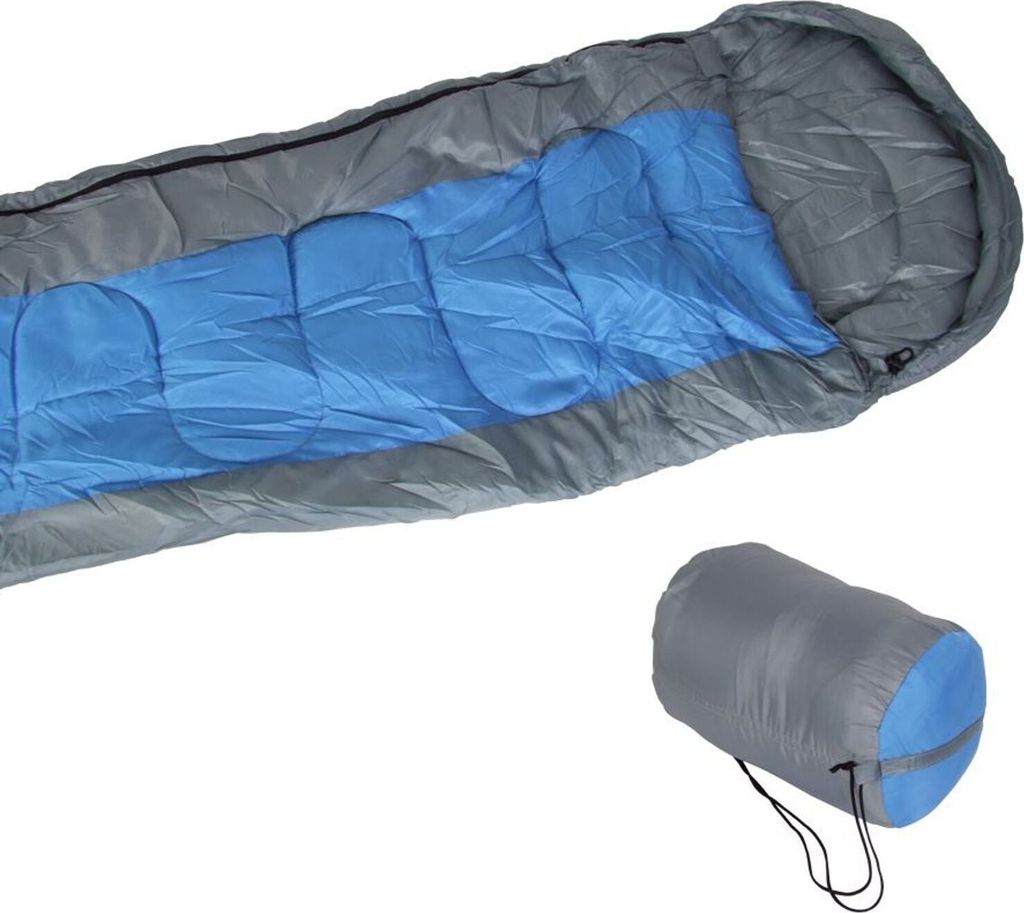 Schlafsack mit Tasche Mumienschlafsack Deckenschlafsack Camping Zelten Outdoor, Farbe:blau