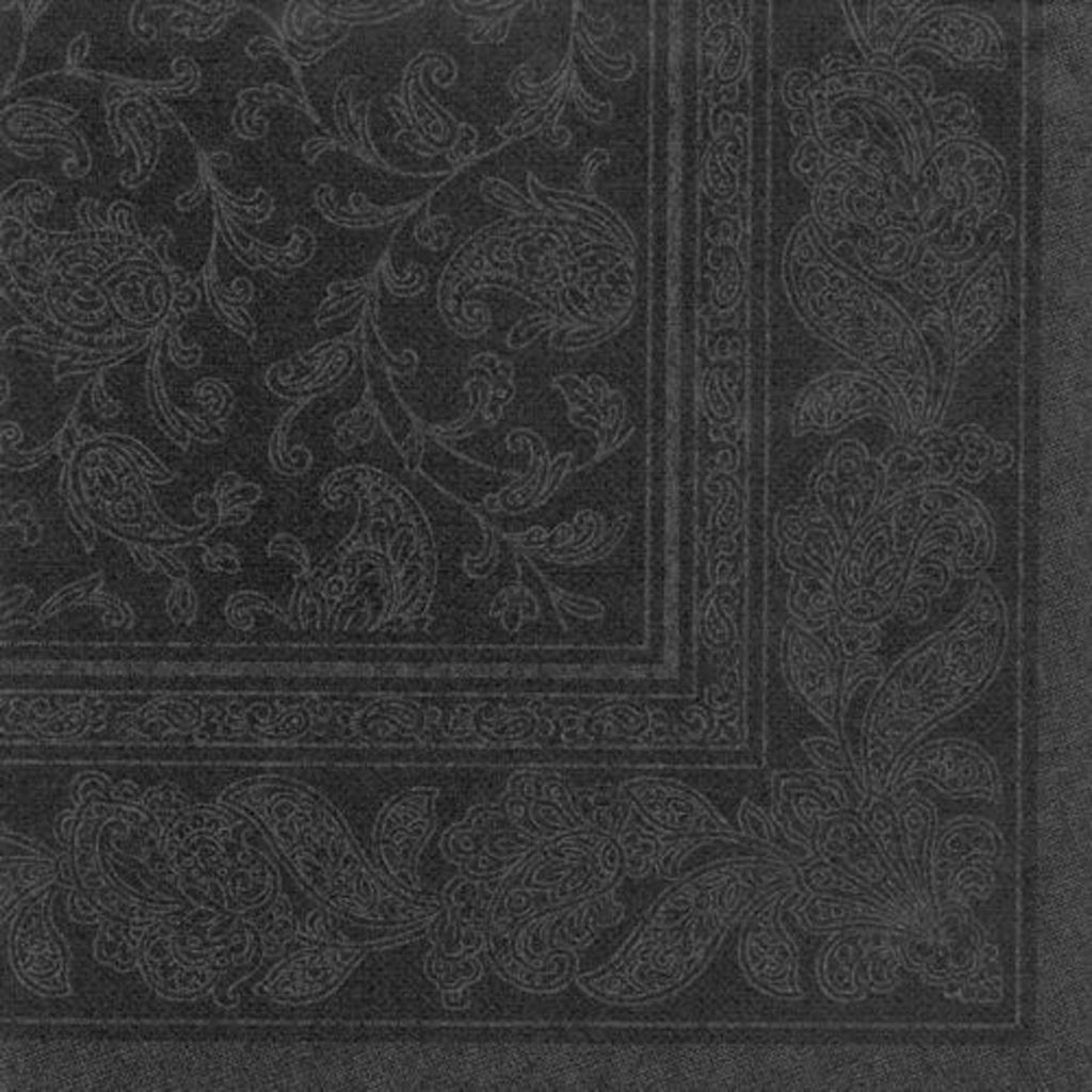 PAPSTAR Servietten 1/4-Falz, 40x40 cm schwarz mit Ornamenten, "ROYAL Collection" | Folie (20 Stück)