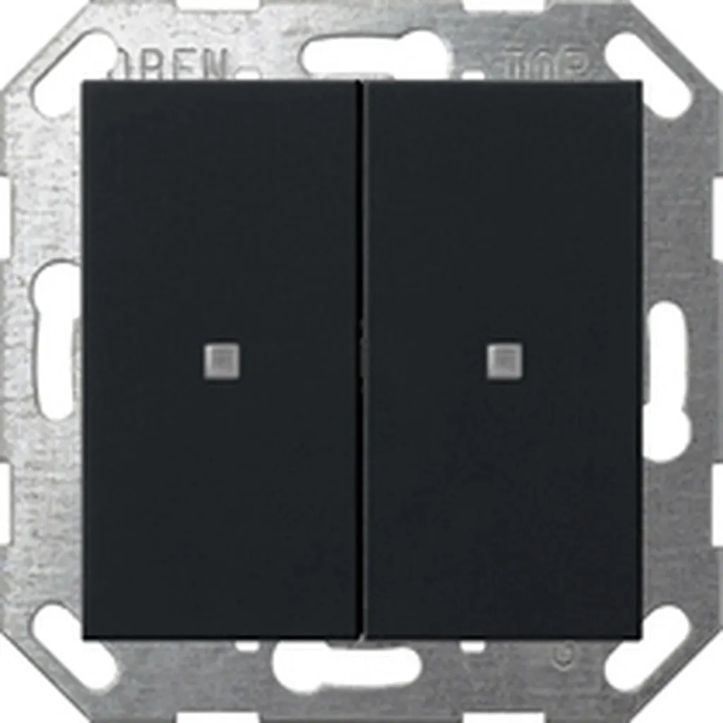 Bouton-poussoir KNX Gira 2f noir mat au design épuré Système 55 pro