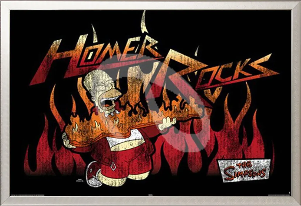 Poster I Simpson Homer Rocks con Cornice Shinsuke Alluminio 61x91,5 cm