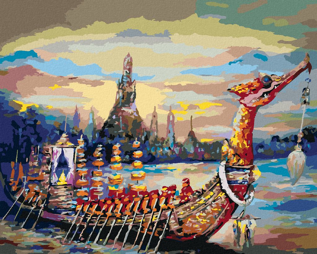 Zuty - Malen nach Zahlen - KÖNIGLICHER KAHN IN THAILAND, 40x50 cm, ohne Keilrahmen