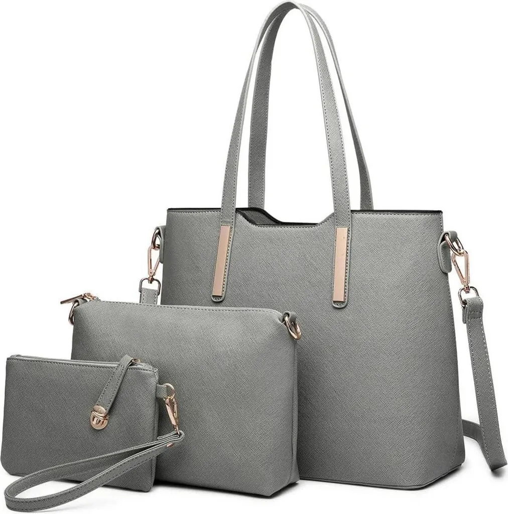 Set de Sacs à main pour femme 3 pièces Cabas et Pochette bandoulière