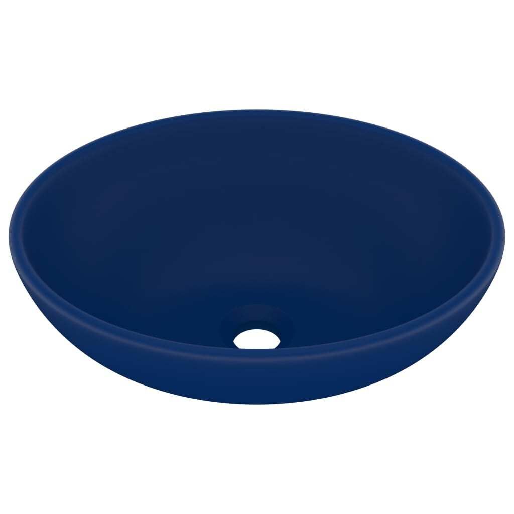 s Ovales Waschbecken Matt Dunkelblau 40x33 cm Keramik Produktbild 