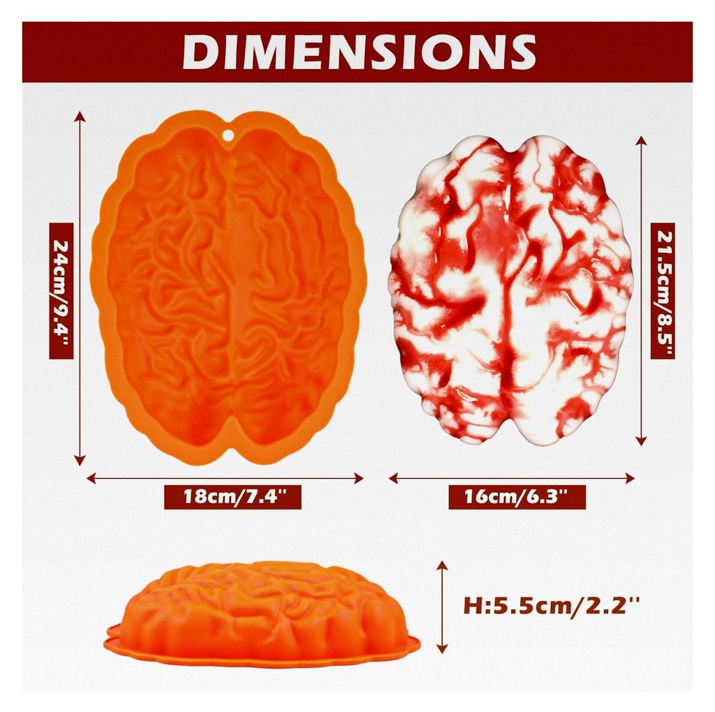 Silikonform Gehirn 9'' für Pudding, Kuchen und Schokolade