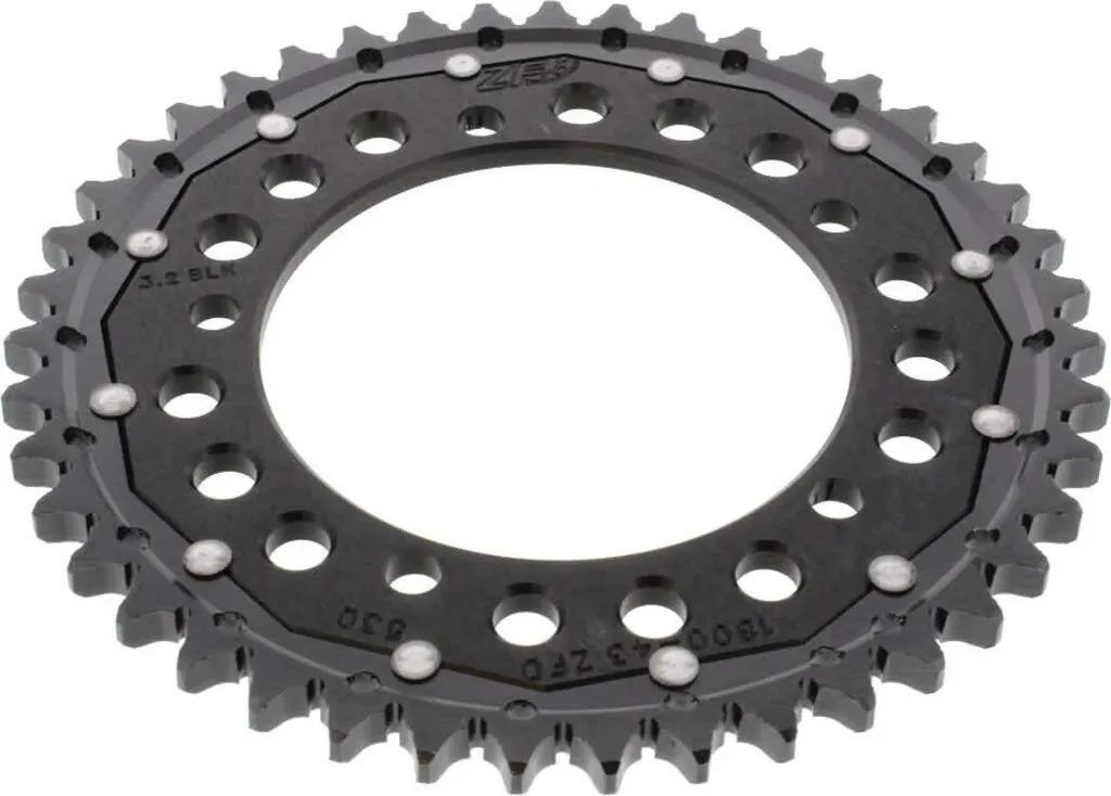 Couronne ZF Noire 43 Dents Pas 530 Haute Résistance ZFD-1800-43-BLK