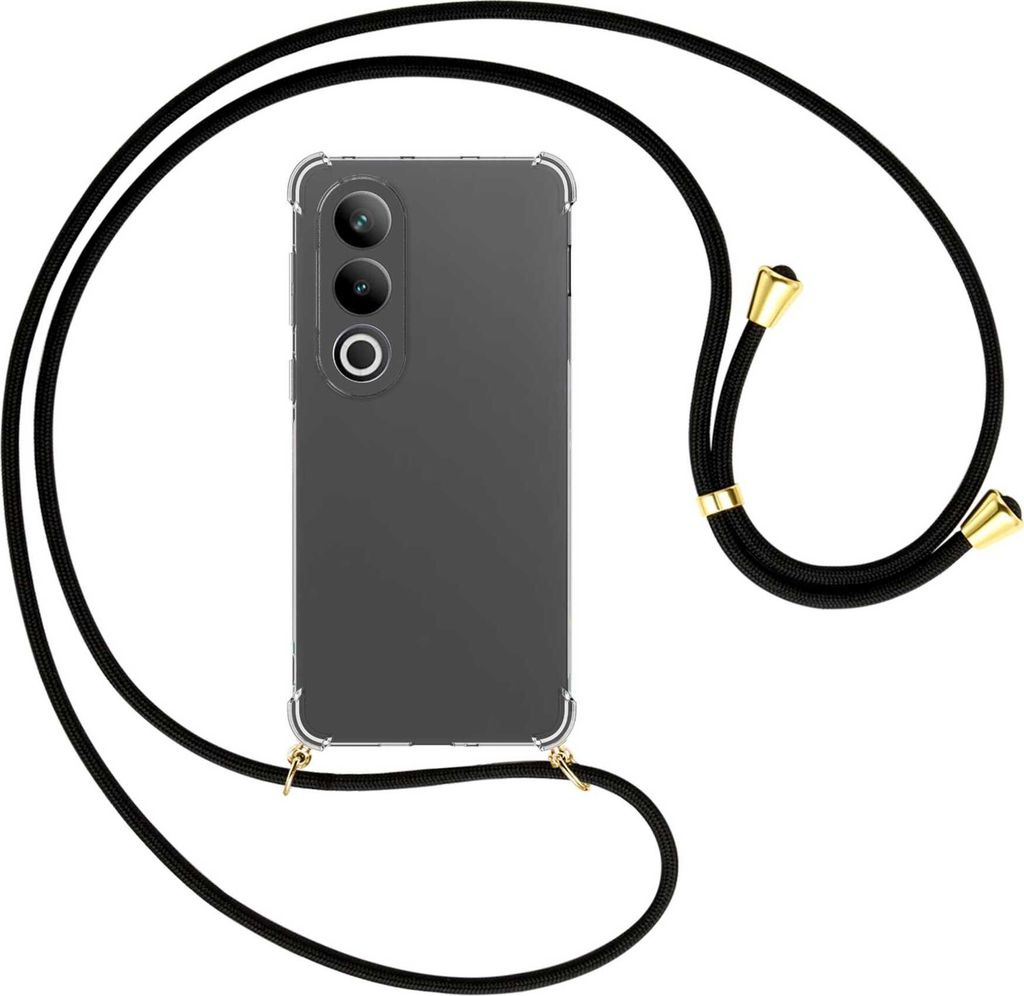 Handykette Backcover-Schutzhülle mit Band (Metall goldfarben) für OnePlus Ace 3V 5G - schwarz