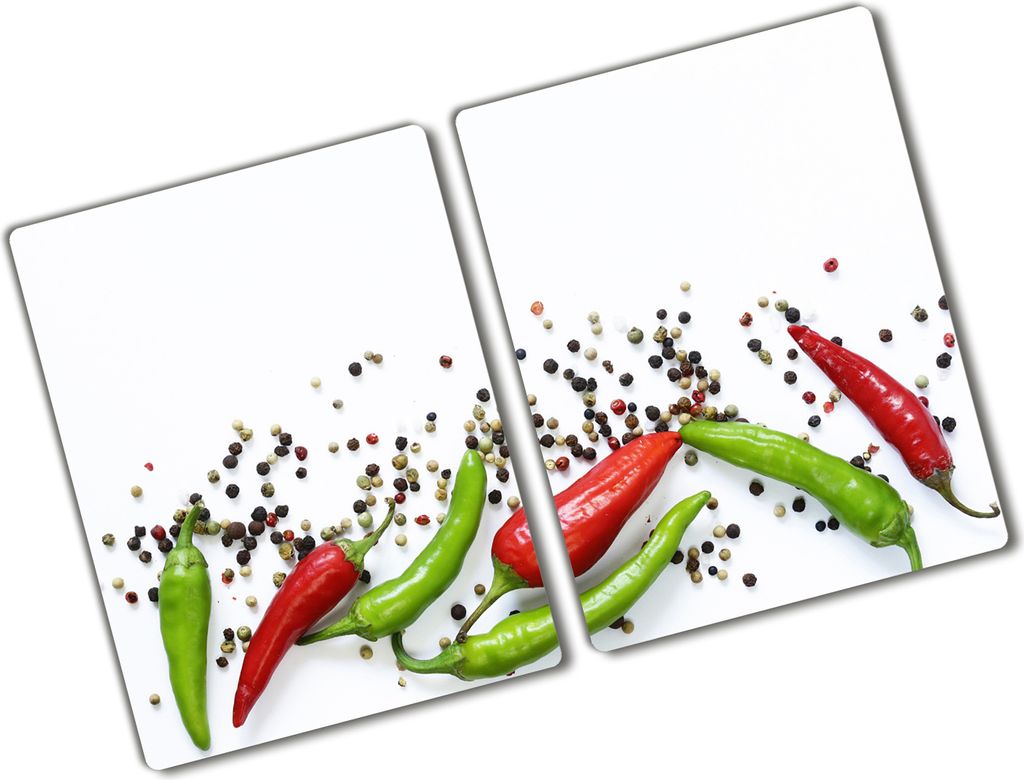 Tulup Glas Herdabdeckplatte - 2x40x52 cm - Glaskeramikkochfeld-Abdeckung Spritzschutz Glasabdeckplatte Kochplattenabdeckung und Schneidebrett - Zwe...