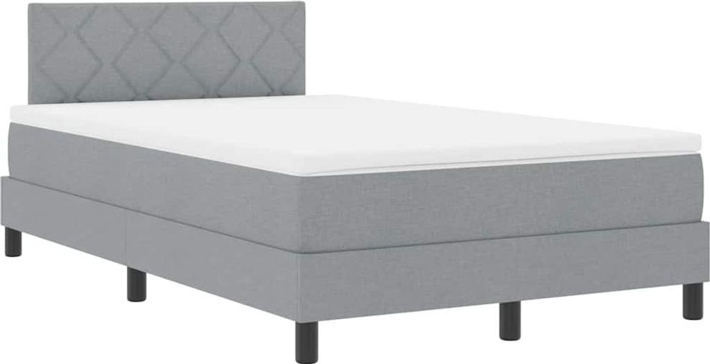vidaXL Boxspringbett mit Matratze mit LED Hellgrau 120 x 200 cm Stoff
