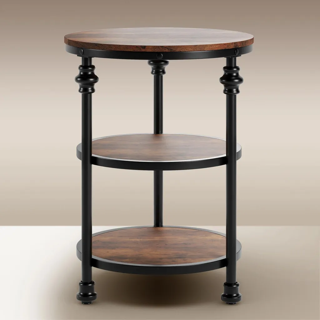 Meuble de rangement d'appoint rond industriel pour optimiser l'espace