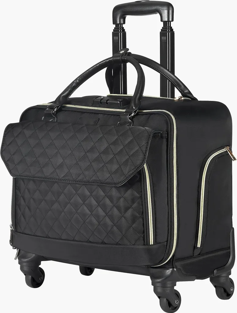 Trolley Porta PC Donna Elegante - Valigetta 17 Pollici Nero e Oro