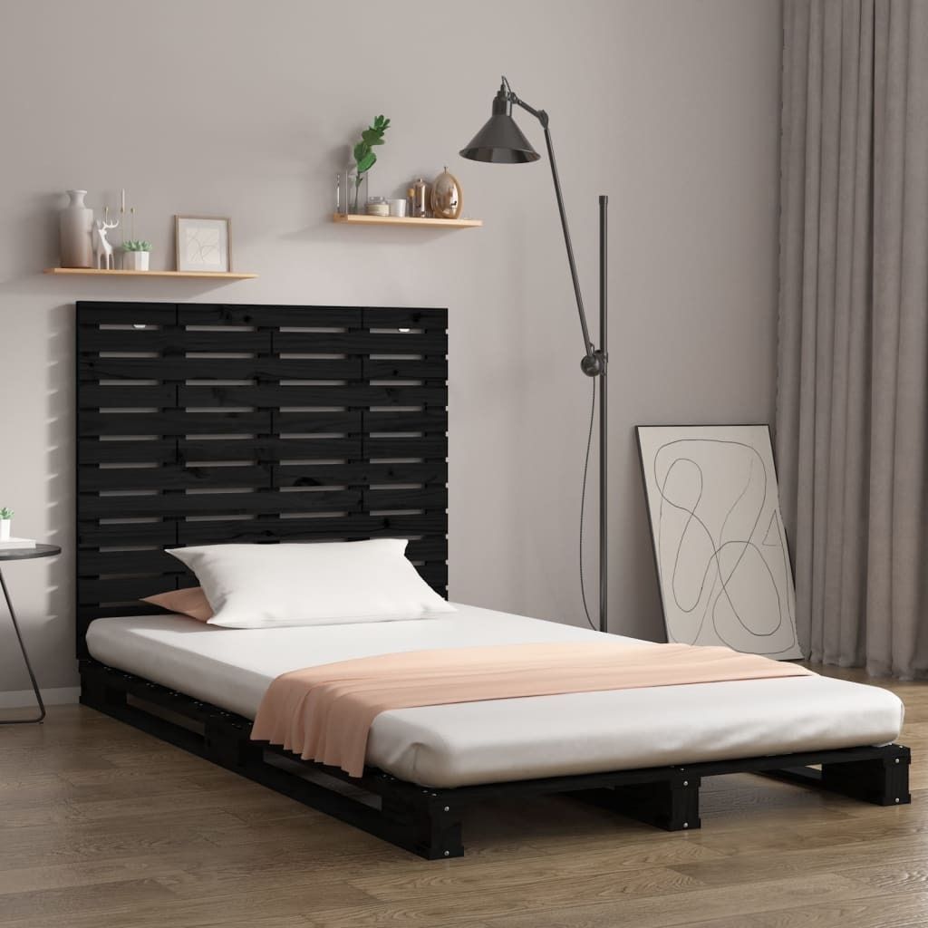 "2026 Promotion" Wand-Kopfteil Schwarz 96x3x91,5 cm Massivholz Kiefer - Bettkopfteil CC29063