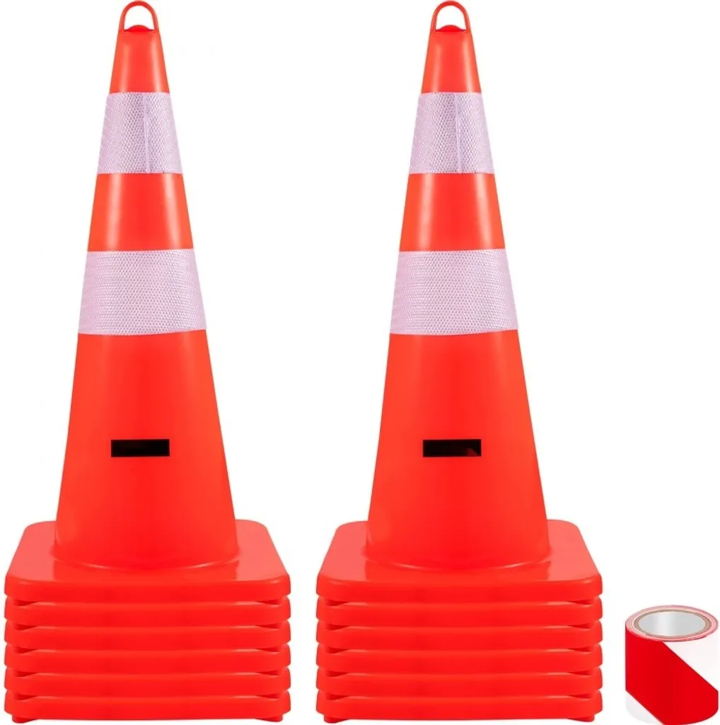 Cône de sécurité pour travaux et parking 71 cm orange avec bande de réflexion