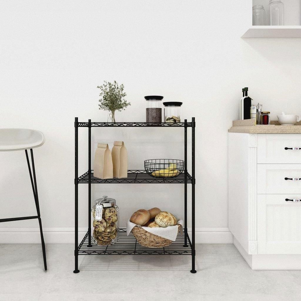 Lagerregal mit 3 Böden 60x35x76 cm Schwarz 150 kg Lagerregal für Garage, Abstellraum, Kellerregal