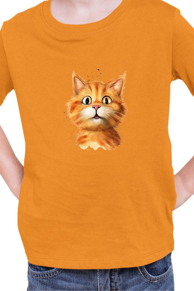 Kinder T-Shirt Funny Cats Breeds Bobtail Cat, 5-6 Jahr - 116 / Orange