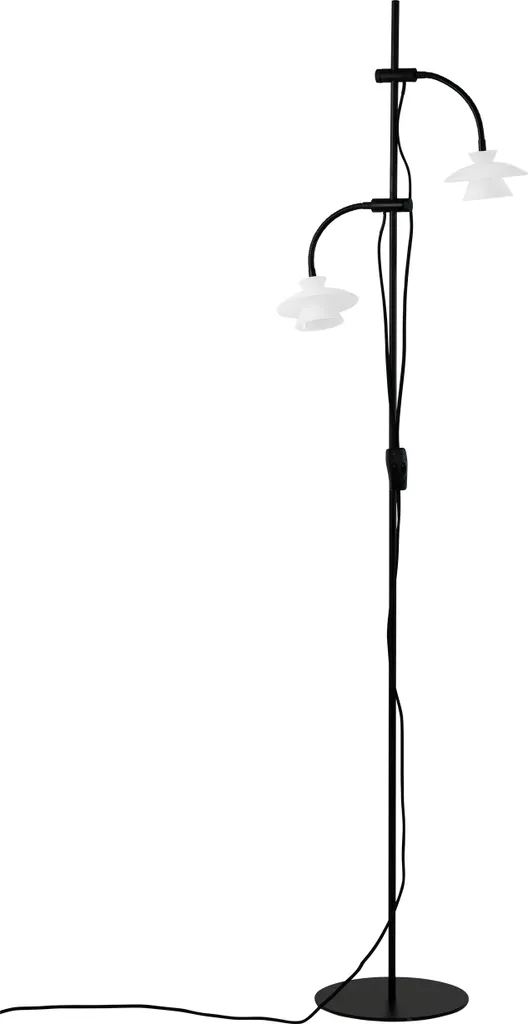 Valby Lampadaire en Verre et Métal Blanc Lampe de Sol Salon Chic 150cm