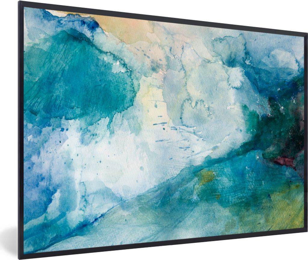MuchoWow MuchoWow Gerahmtes Poster Meer - Sturm - Aquarell 30x20 cm - Poster mit zchwarzem Bilderrahmen - Kunstdruck - Bild-Poster
