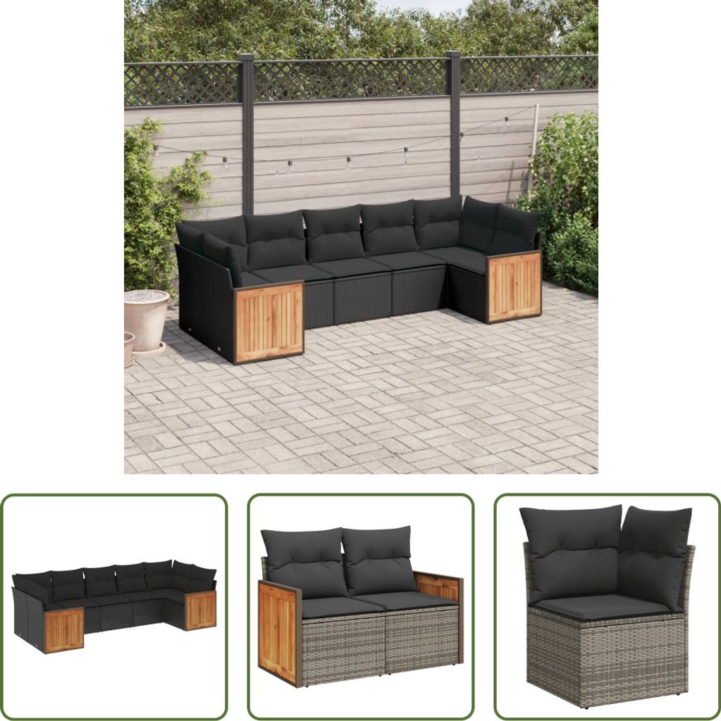 The Living Store 7-tlg. Garten-Sofagarnitur mit Kissen Produktbild 