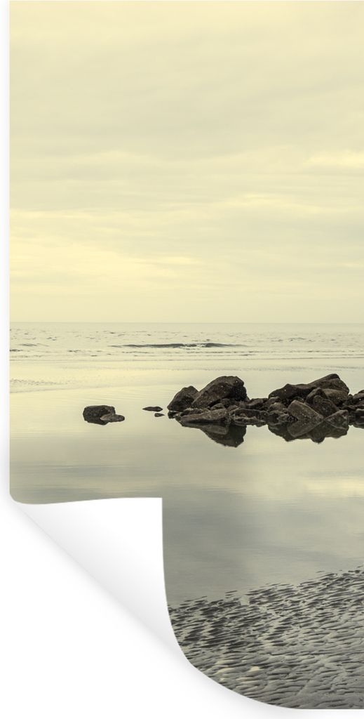 MuchoWow Wandtattoo Wandsticker Wandaufkleber Strand - Meer - Stein 60x120 cm Selbstklebend und Repositionierbar - Selbstklebend - Fototapeten