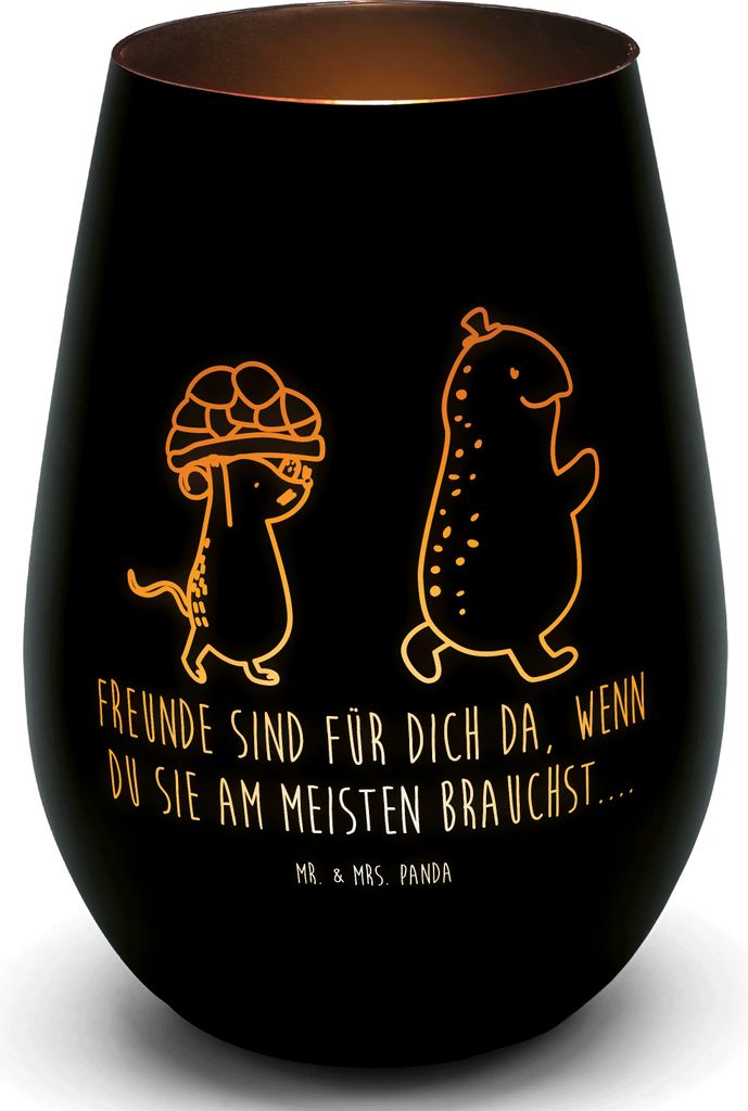 Mr. & Mrs. Panda Outdoor Windlicht Schildkröte Maus - Schwarz - Geschenk, Hilfe, mit gravur, Freunde, Laterne, Glas, Deko, Kerzenhalter