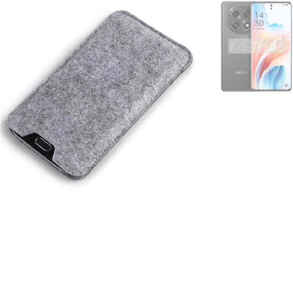 K-S-Trade Filz Handyhülle kompatibel mit Oppo A2 Pro Schutzhülle Filztasche Filz Tasche Case Sleeve Handy Hülle Filzhülle grau