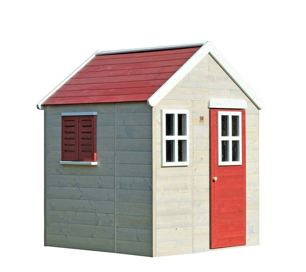 Wendi Toys Holz Spielhaus Gecko Natur 120x120x155 cm