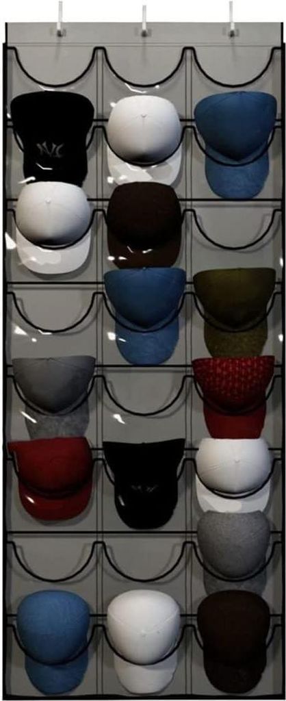 Hutablage mit 24 Fächern für Baseball-Caps - Organizer für hängende Caps zur Aufbewahrung im Schrank oder an der Wand