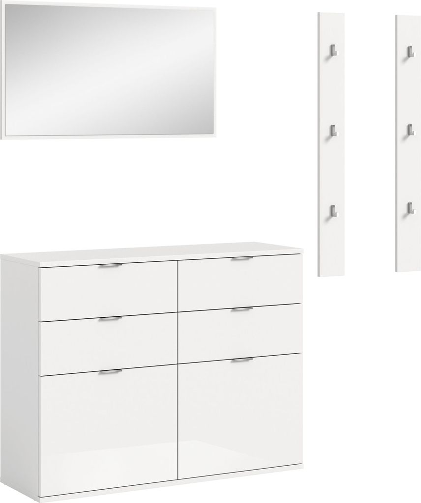 ProjektX Garderobenmöbel Set 3 Teile weiß Hochglanz.