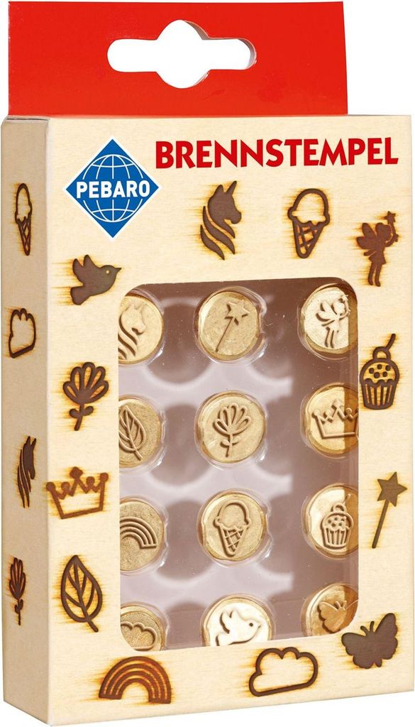 Pebaro Bastelstempel Set - 12 Stück Einhorn Cupcake Brandmalerei