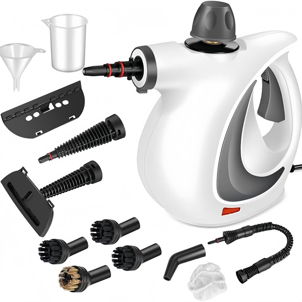 Multifunktional Handdampfreiniger, tragbarer Dampfgarer mit 12-teiligem Zubehör, 350ml Dampfreiniger sofa, für Möbel, Boden, Polster, Weiß