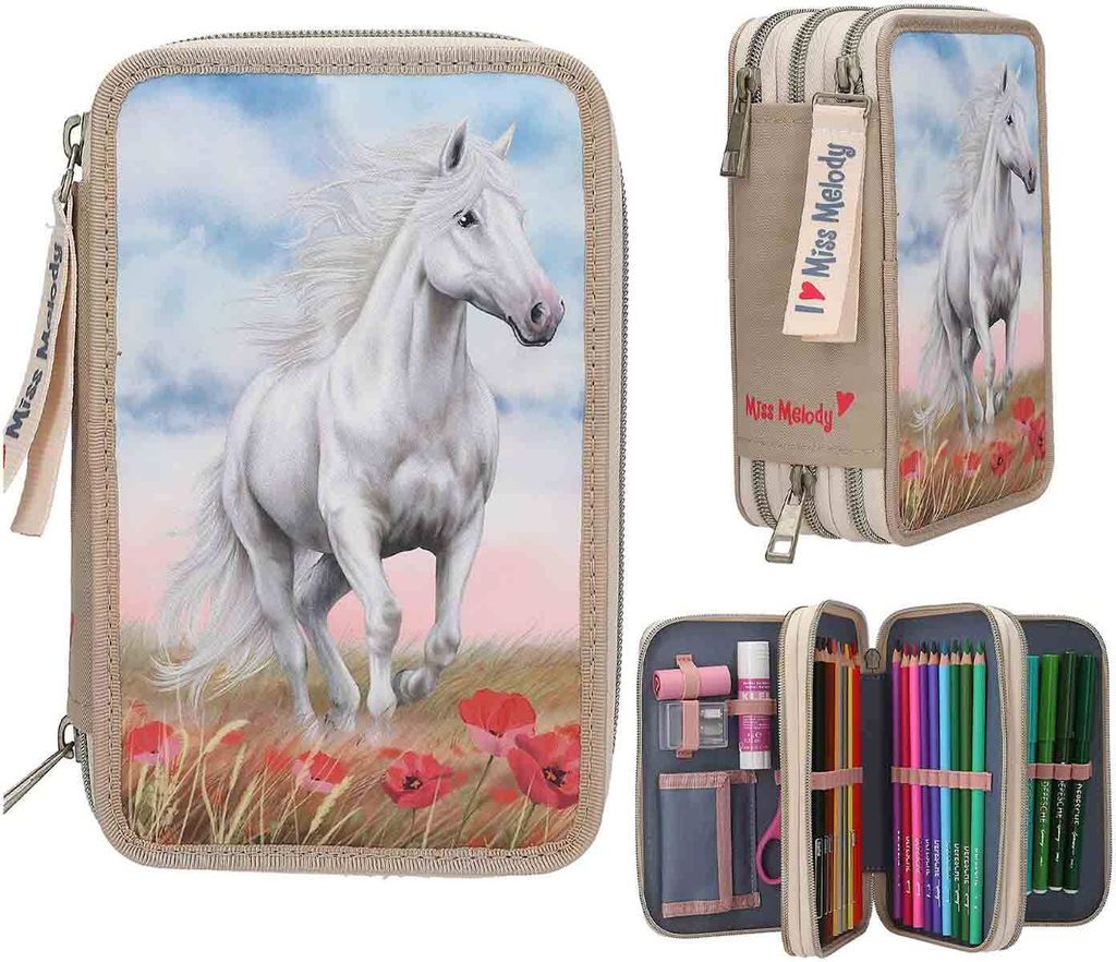Depesche 13341 Miss Melody 3 Fach Federtasche Poppy Sand Produktbild 