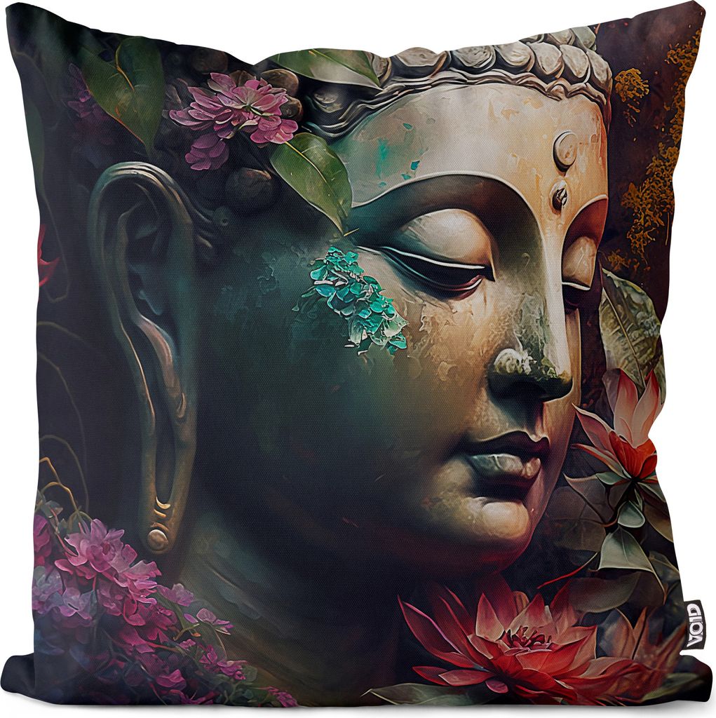VOID Buddha Statue Lotus Blumen Kissenbezug Kissenhülle Polyester wasserfest Outdoor Indoor
