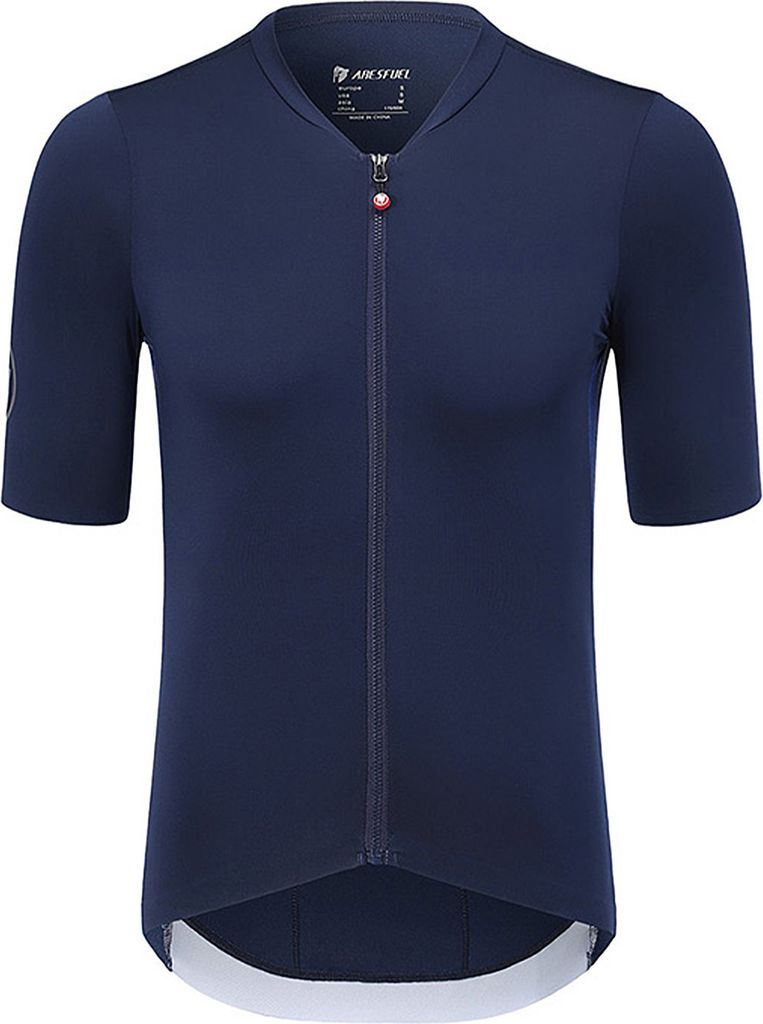 Herren Radtrikot, Kurzarm-Radtrikot, atmungsaktives Radtrikot, reflektierender elastischer Stoff, dunkelblau, Größe M