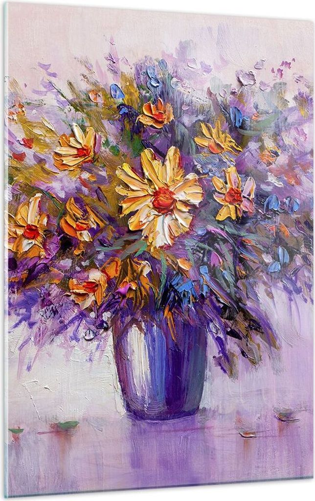 Bilder auf glas - Einteilig - Blumen Vase - 50x70cm - Glasbilder - Wandbilder - Bilder - Kunstdruck - zum Aufhängen bereit - Wanddekoration aus Gl...